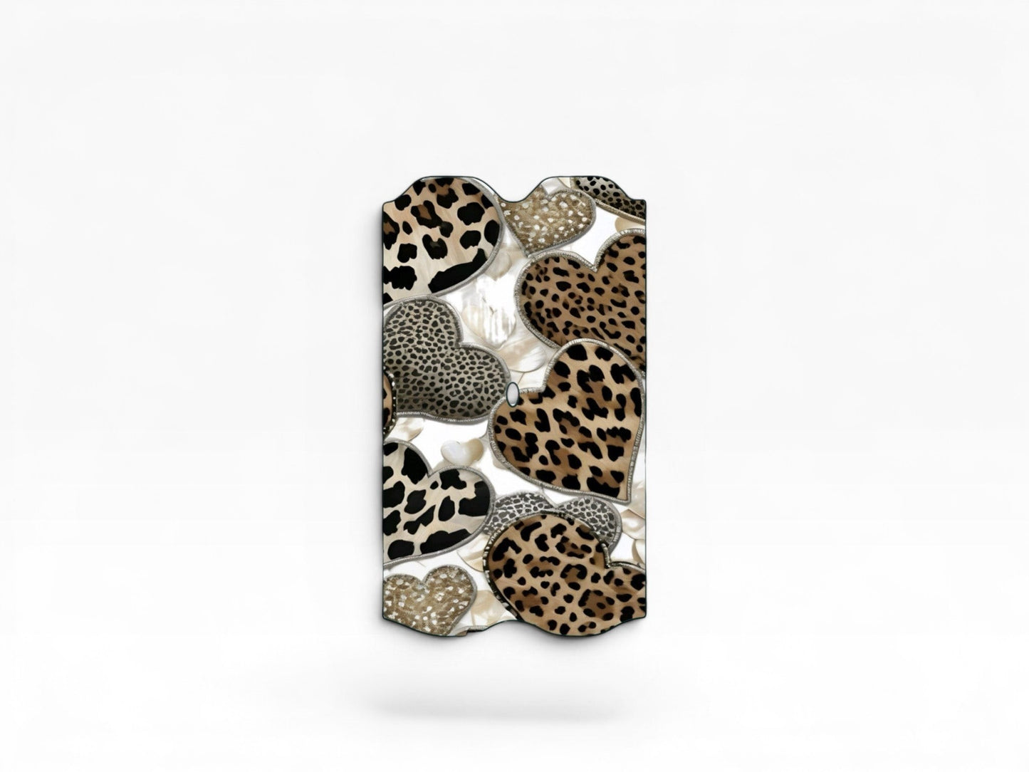 Cloud Skinz waterproof Vuse Alto decal featuring a stylish brown and black leopard print heart pattern