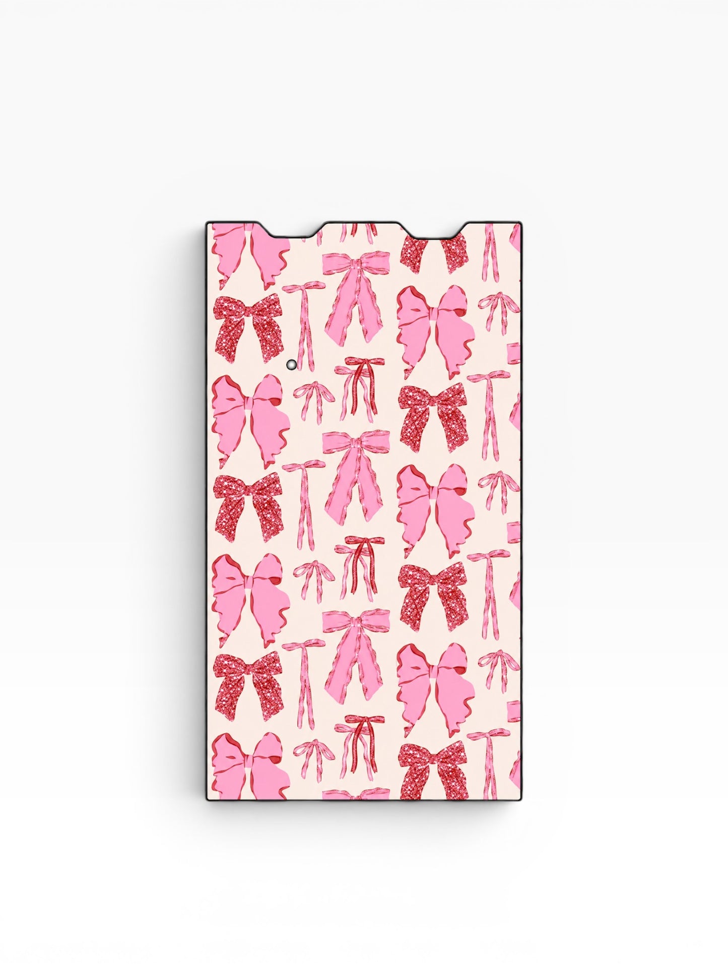 Cloud Skinz waterproof vinyl Juul vape decal featuring a repeating pattern of pink bows on a light pink background.