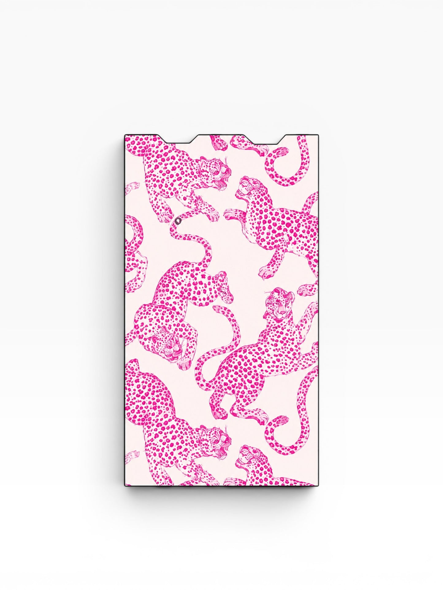 Cloud Skinz waterproof vinyl Juul vape decal featuring a vibrant pink leopard print pattern on a light background.