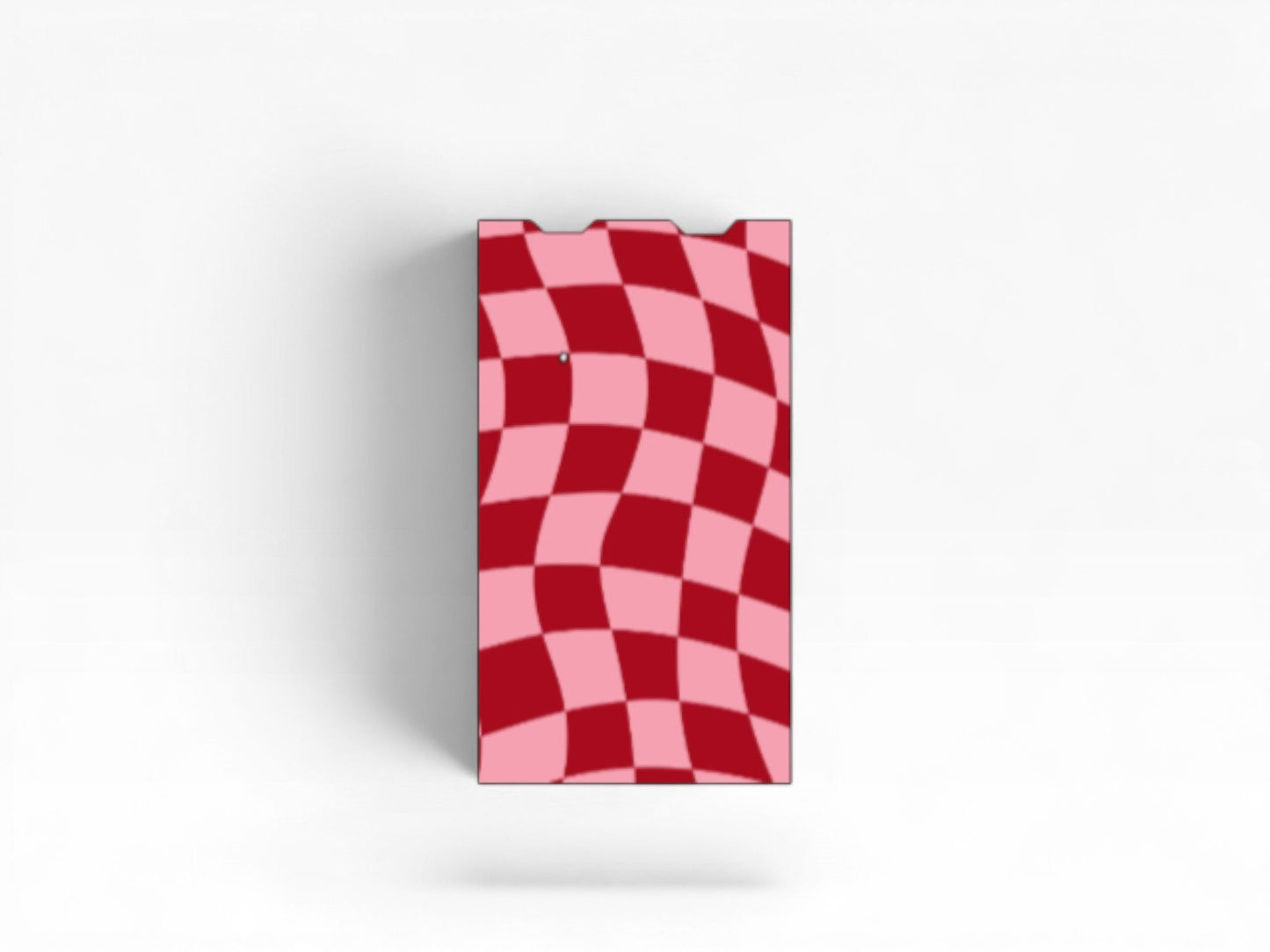 Cloud Skinz waterproof vinyl decal for Juul vape featuring a red and pink wavy checkerboard pattern.