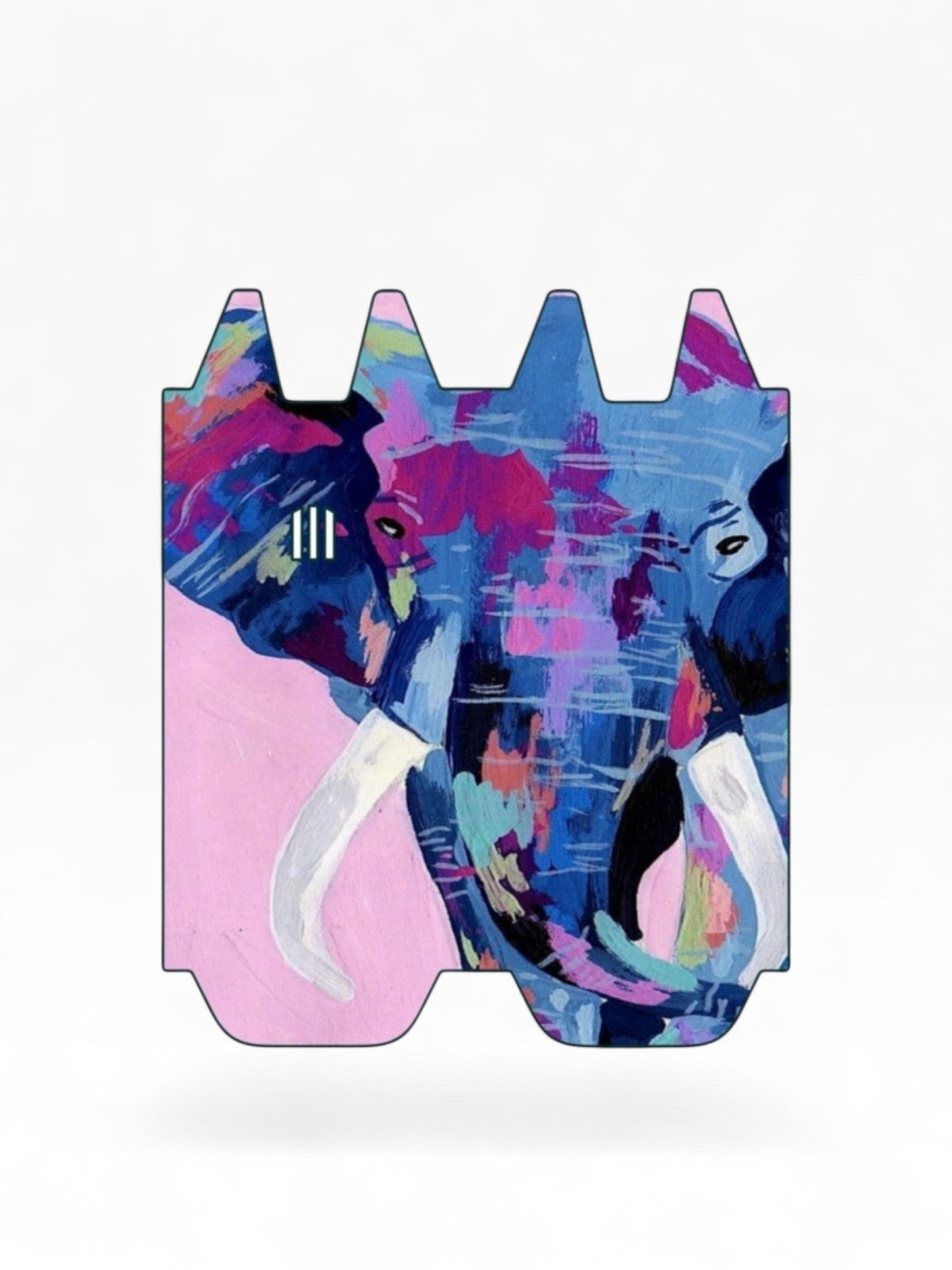 Cloud Skinz vinyl decal wrap for STIIIZY Biiig featuring a colorful abstract elephant design on a pink background.