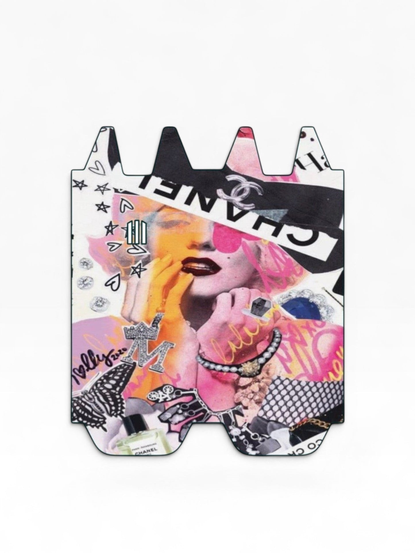 Cloud Skinz custom vinyl decal wrap for STIIIZY Biiig featuring a vibrant fashion-inspired collage print
