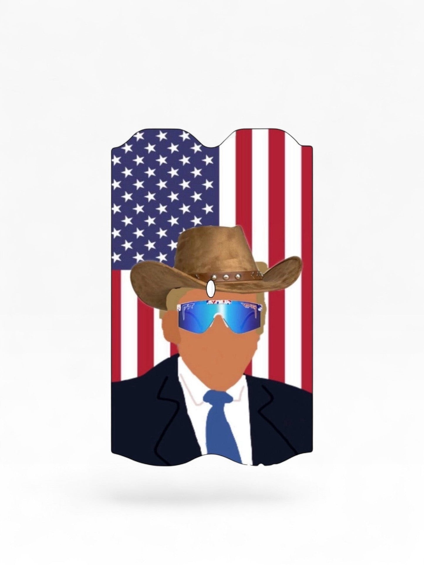 Cloud Skinz waterproof Vuse Alto decal featuring a patriotic American flag design with a cowboy hat and sunglasses.