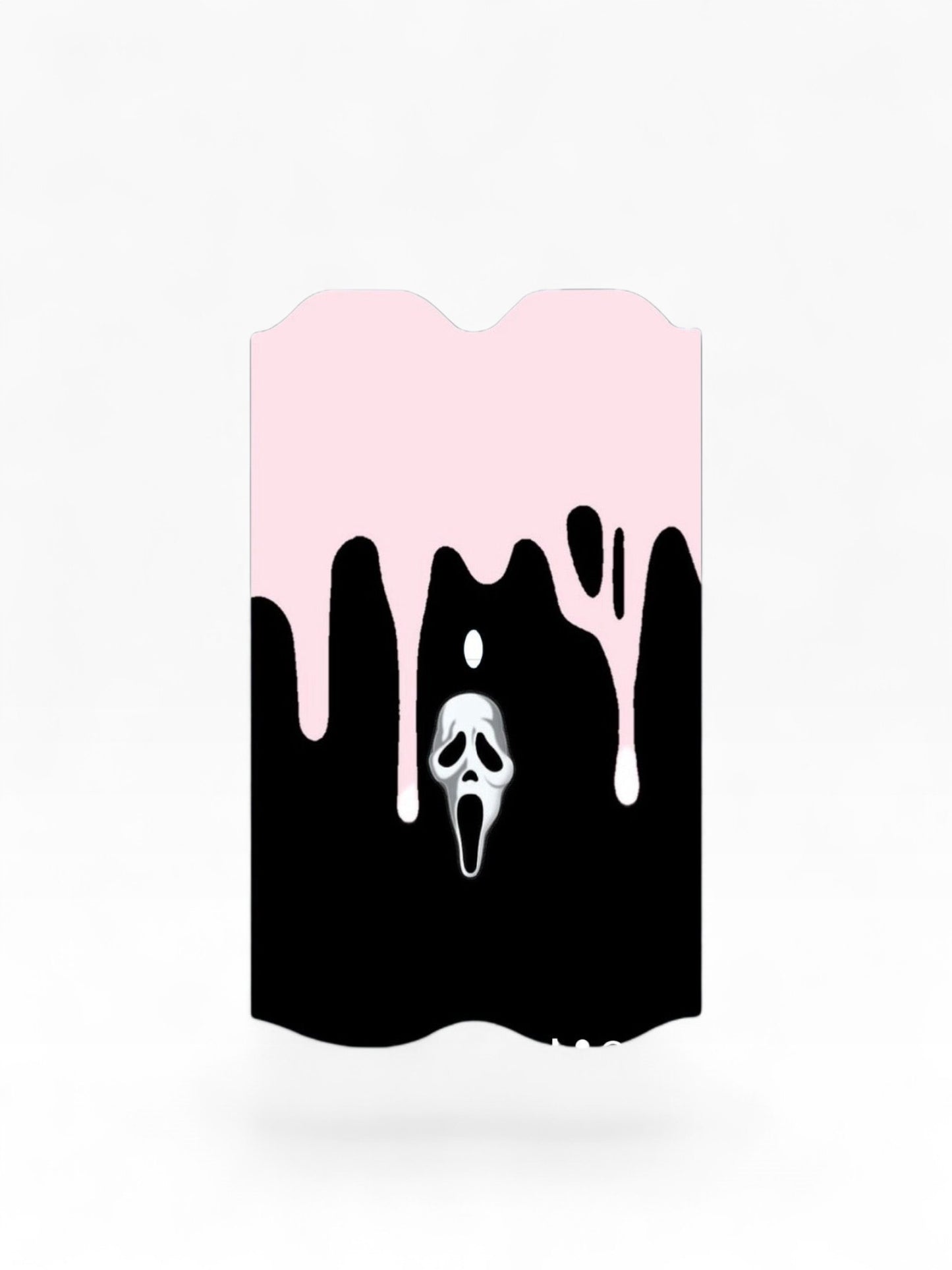Cloud Skinz waterproof Vuse Alto decal featuring a black and pink ghost mask drip design on a white background.