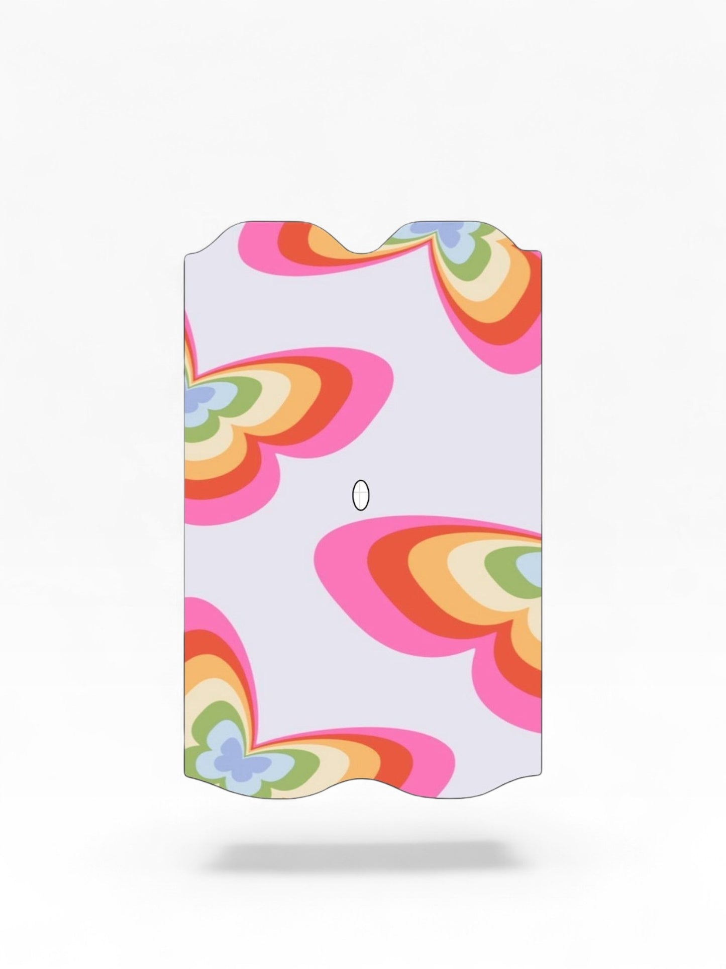 Cloud Skinz waterproof Vuse Alto decal featuring a retro colorful rainbow heart pattern on a light background