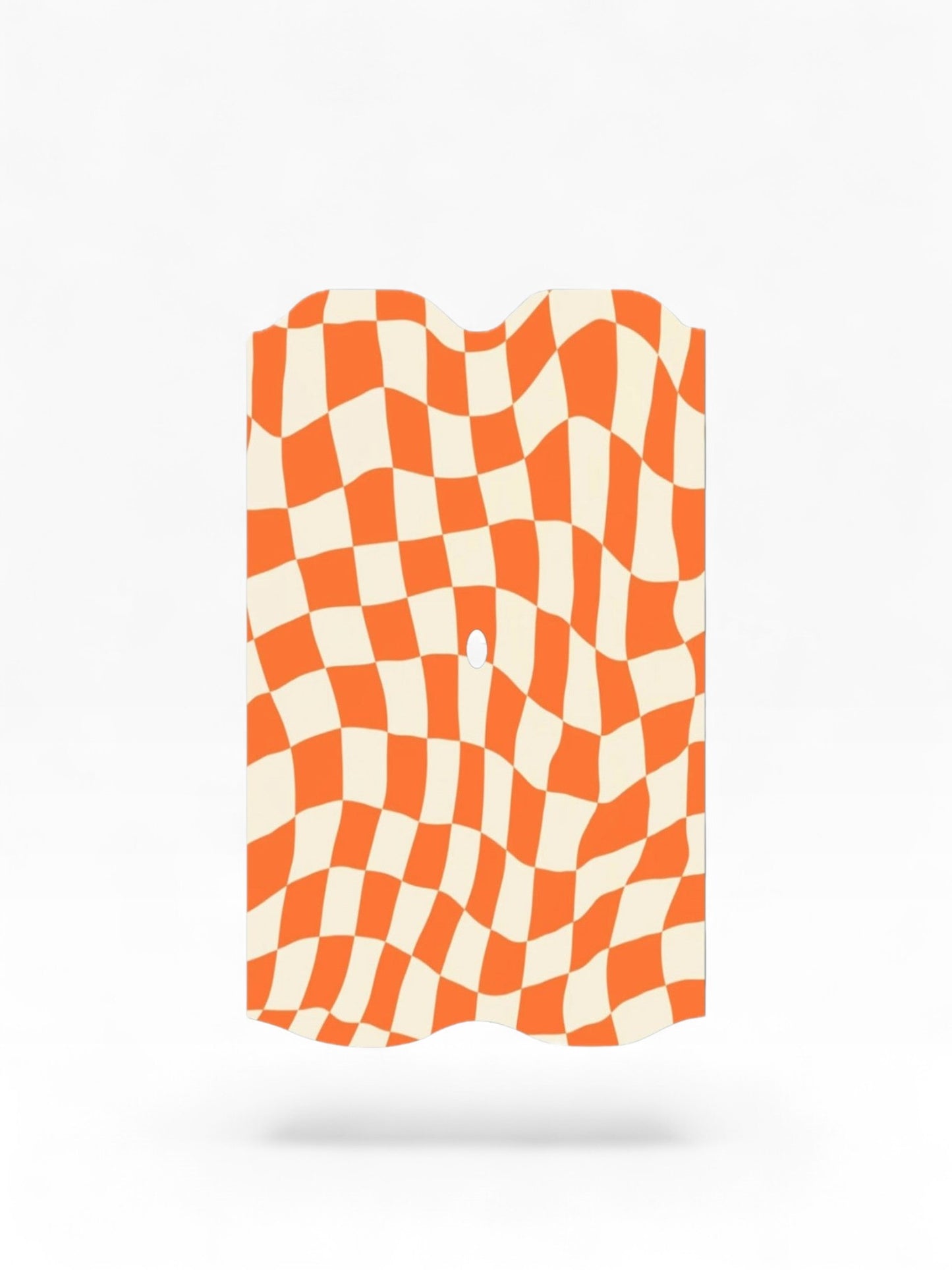 Cloud Skinz waterproof Vuse Alto decal featuring an orange and cream wavy checkerboard pattern