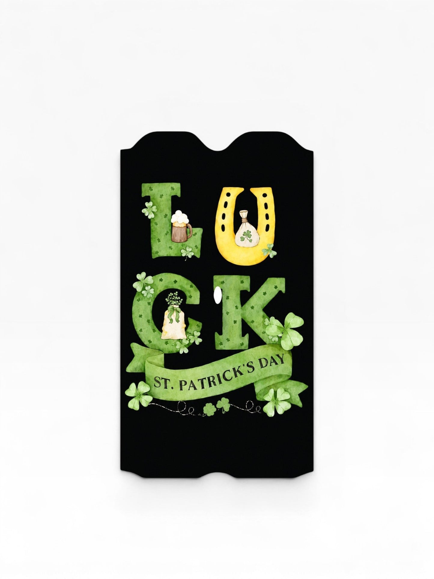 Cloud Skinz waterproof vinyl Vuse vape decal featuring St. Patrick's Day luck theme with shamrocks and gold horseshoe