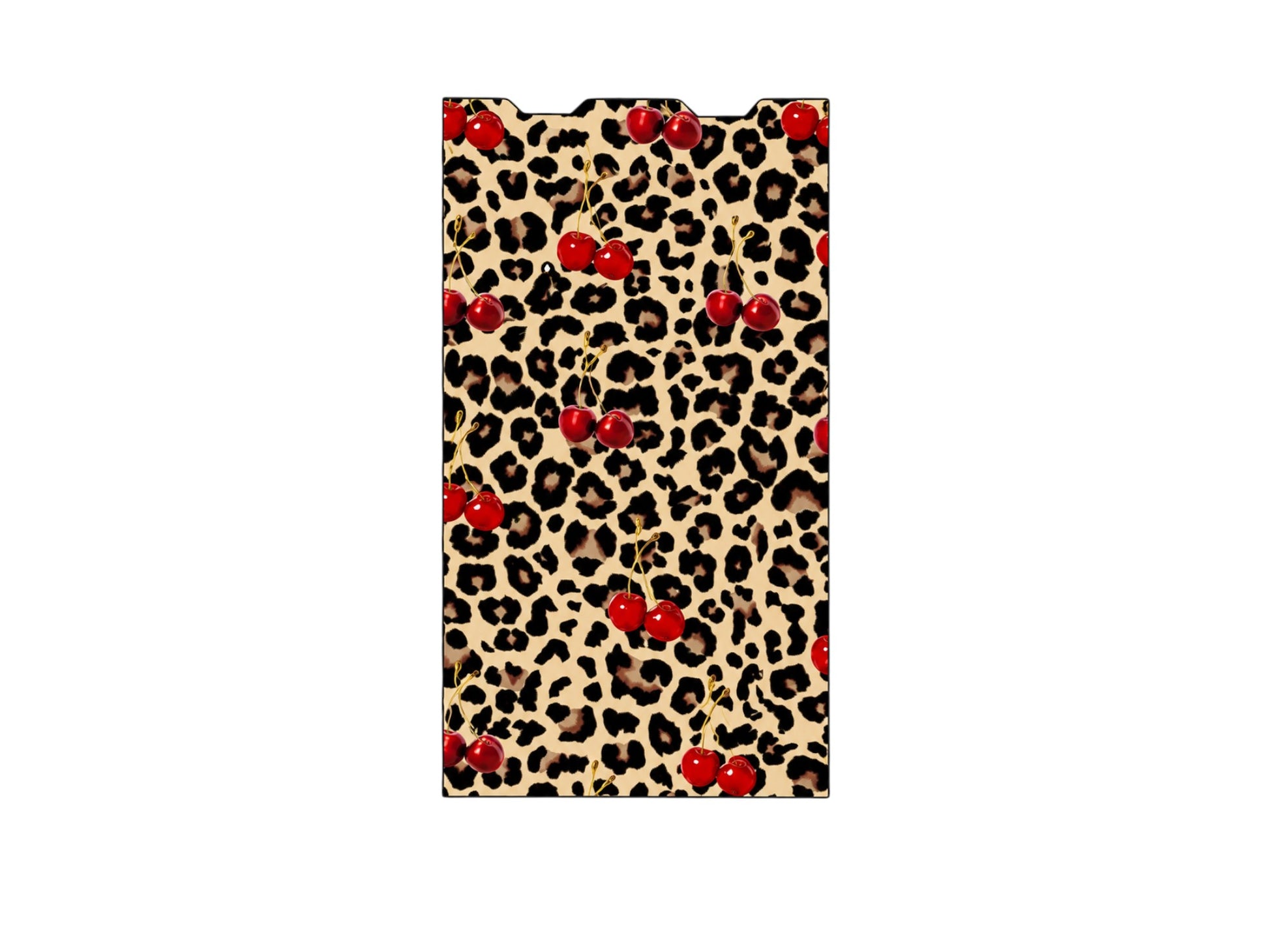 Cloud Skinz waterproof vinyl Juul vape decal featuring a trendy leopard print pattern with vibrant red cherry accents.