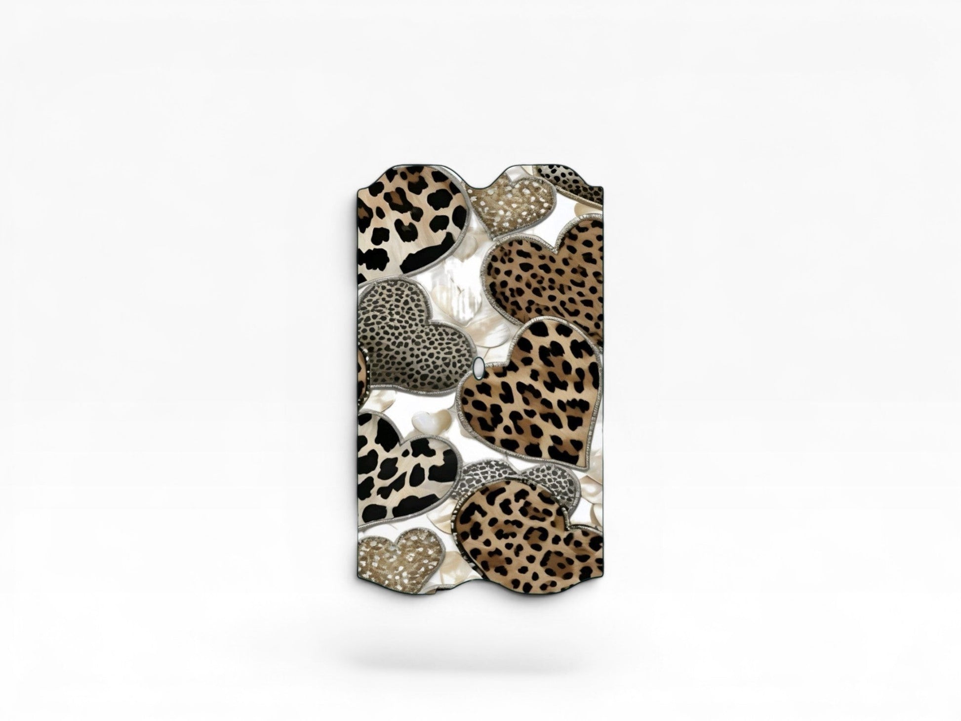 Cloud Skinz waterproof Vuse Alto decal featuring a stylish brown and black leopard print heart pattern