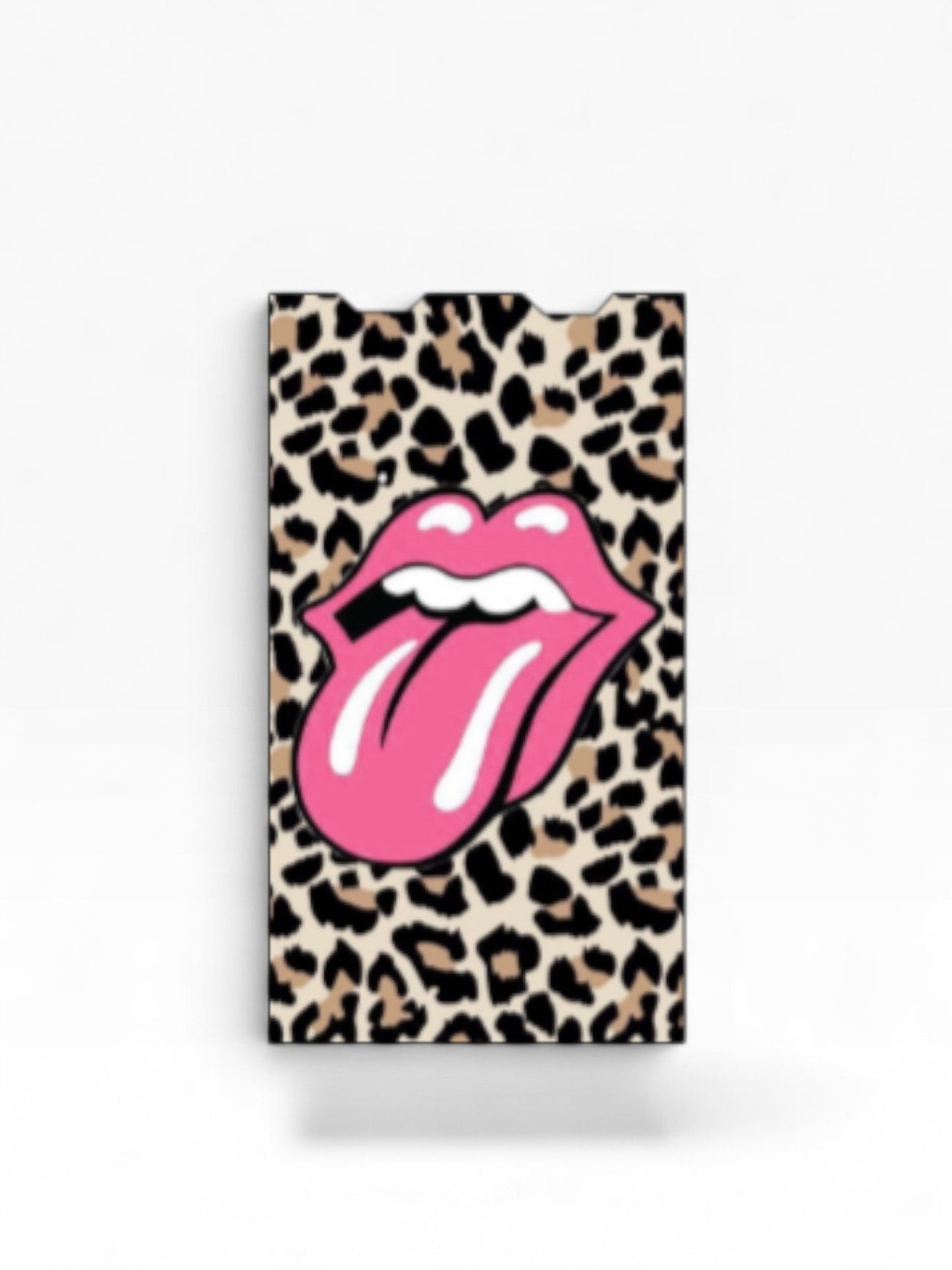 Cloud Skinz waterproof vinyl Juul vape decal featuring a pink lips design on a leopard print background