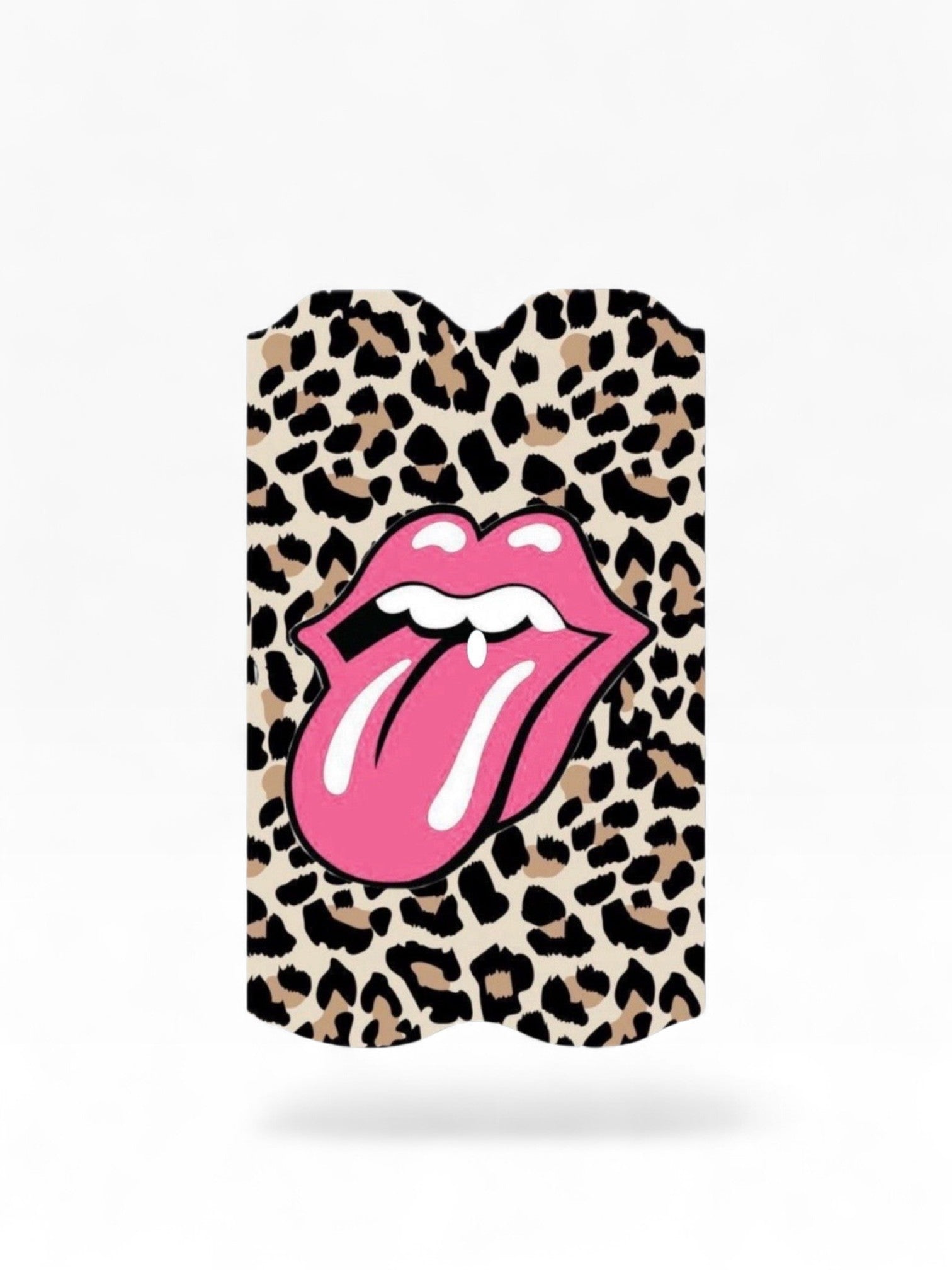 Cloud Skinz waterproof Vuse Alto decal featuring a pink lips design on a leopard print background.