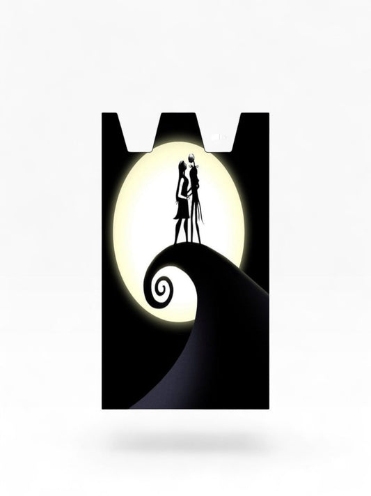 Cloud Skinz waterproof Stiiizy wrap featuring a Nightmare Before Christmas Jack and Sally silhouette design.