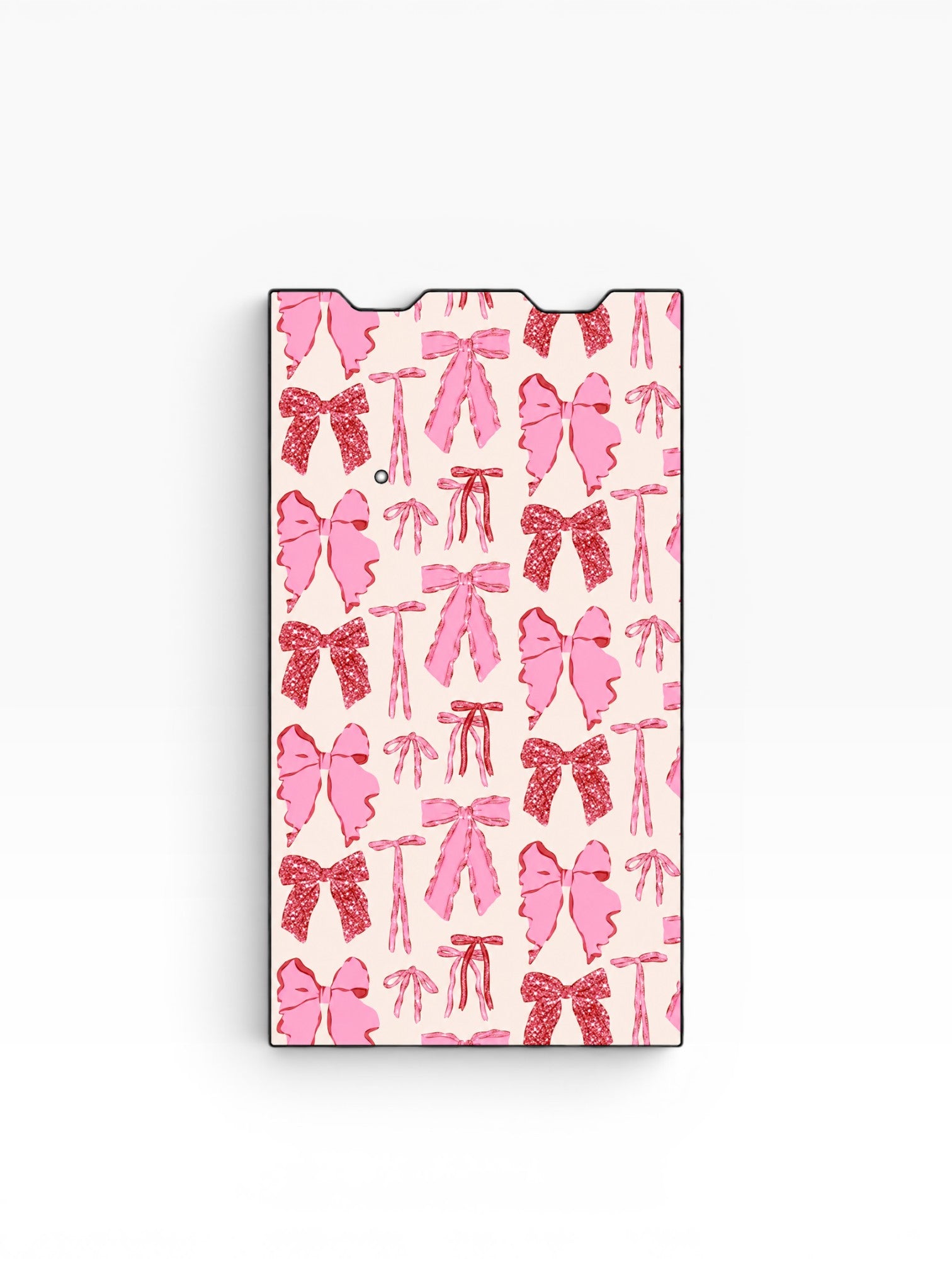 Cloud Skinz waterproof vinyl Juul vape decal featuring a repeating pattern of pink bows on a light pink background.