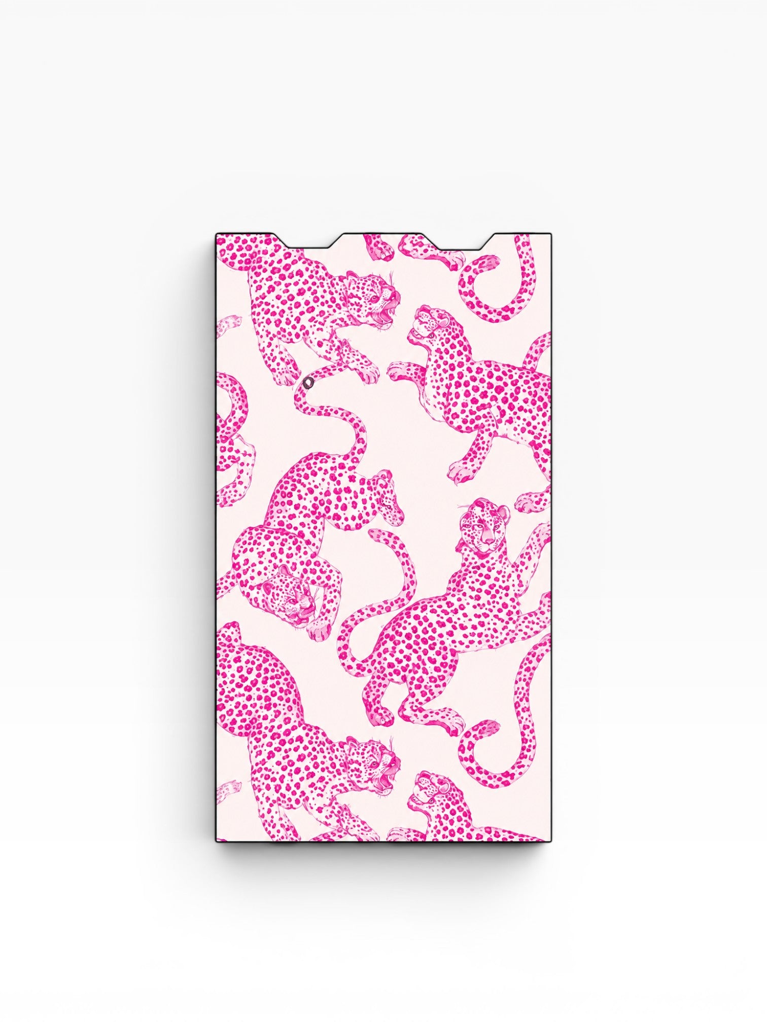 Cloud Skinz waterproof vinyl Juul vape decal featuring a vibrant pink leopard print pattern on a light background.