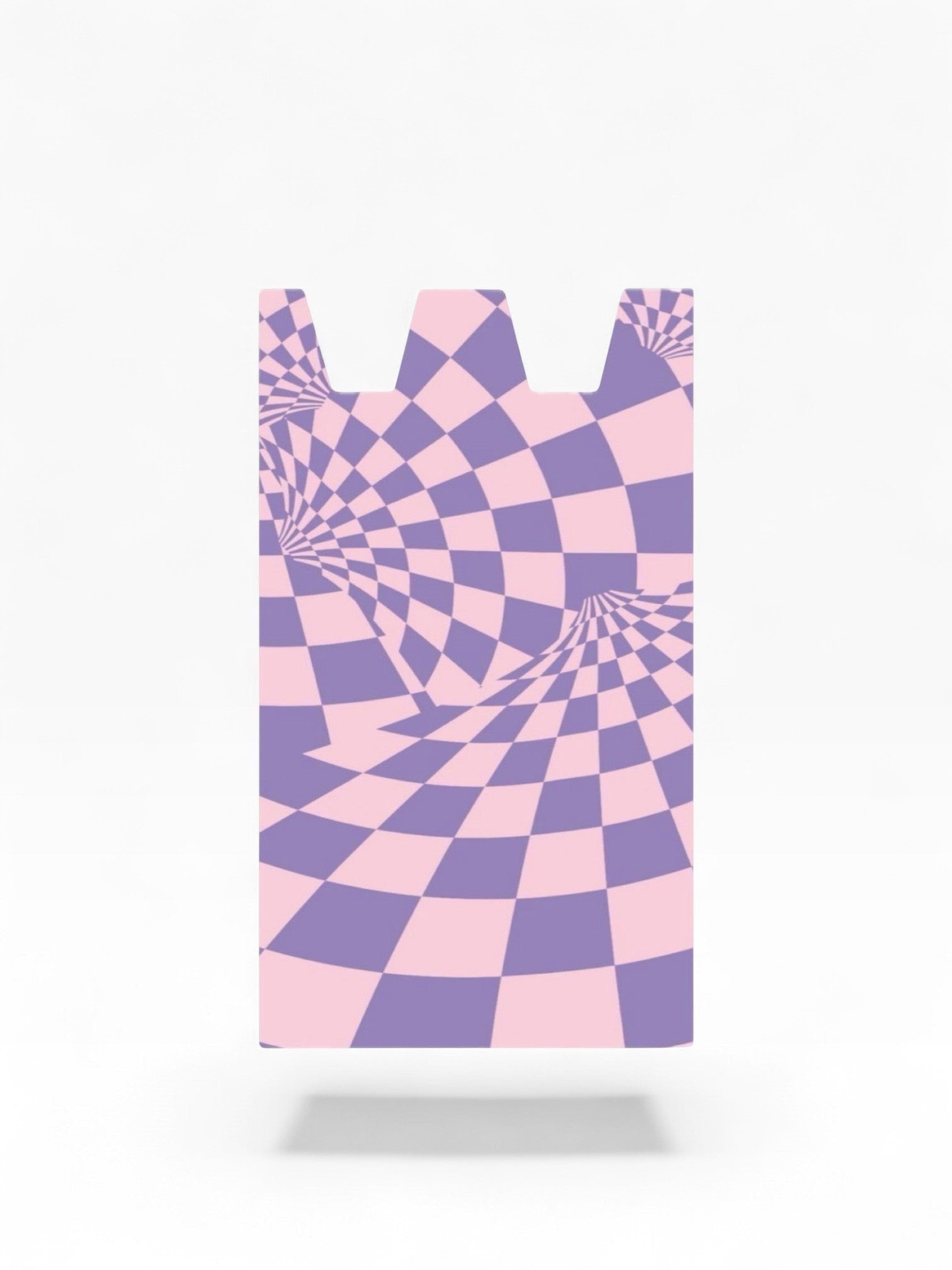 Cloud Skinz waterproof Stiiizy wrap featuring a pink and purple warped checkerboard pattern for device protection.