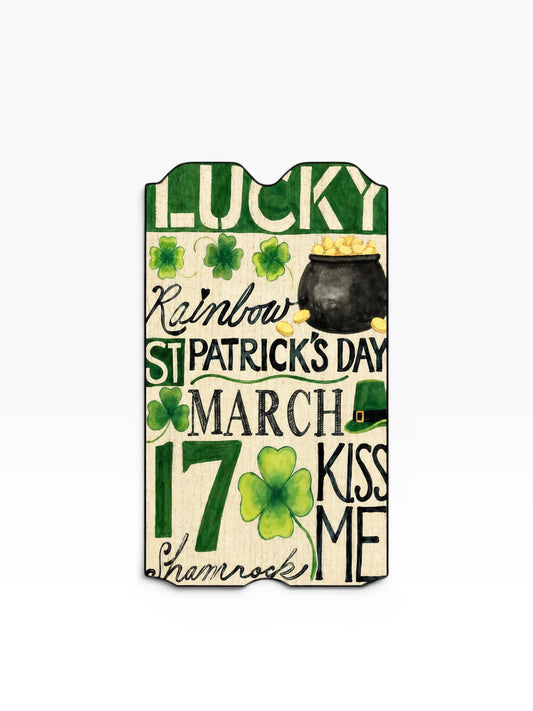 Cloud Skinz St. Patrick's Day waterproof vinyl decal for Vuse vape featuring shamrocks, a pot of gold, and text.