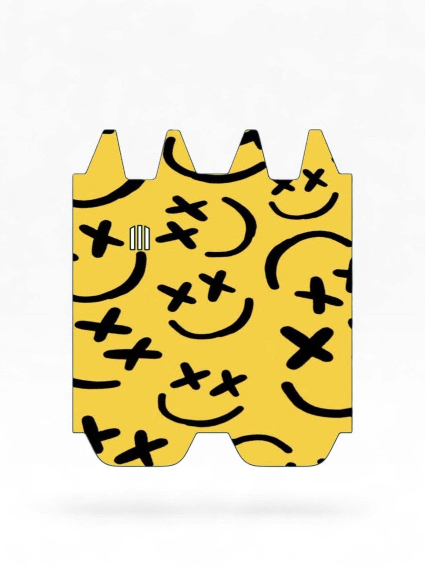 Cloud Skinz yellow vinyl decal wrap for STIIIZY Biiig featuring a black Happy face pattern with x-shaped eyes
