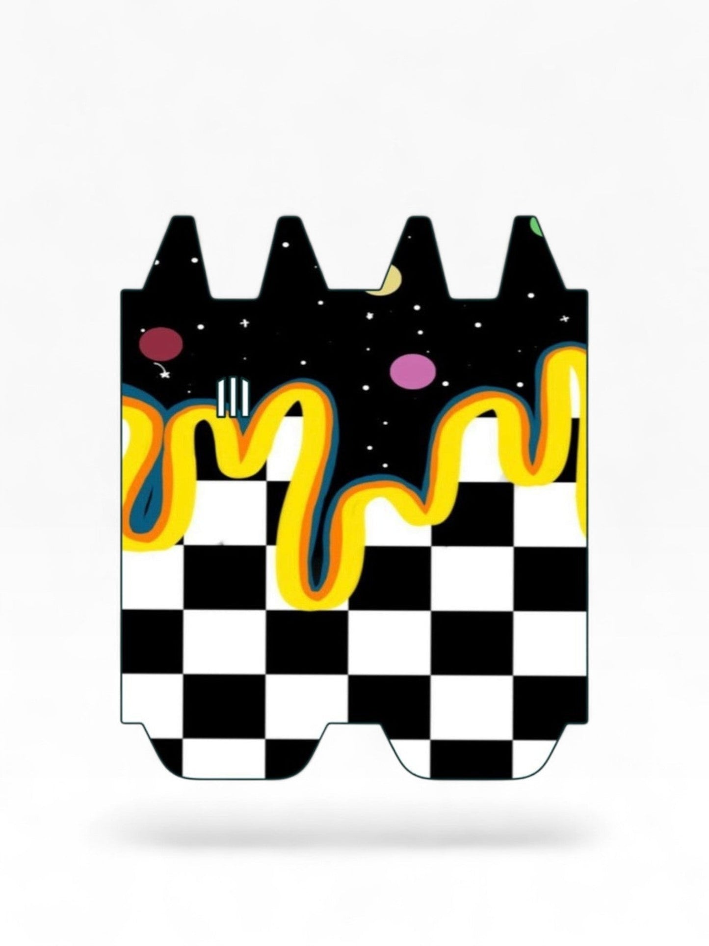 Cloud Skinz vinyl decal wrap for STIIIZY Biiig featuring a black and white checkerboard pattern with space drip art.