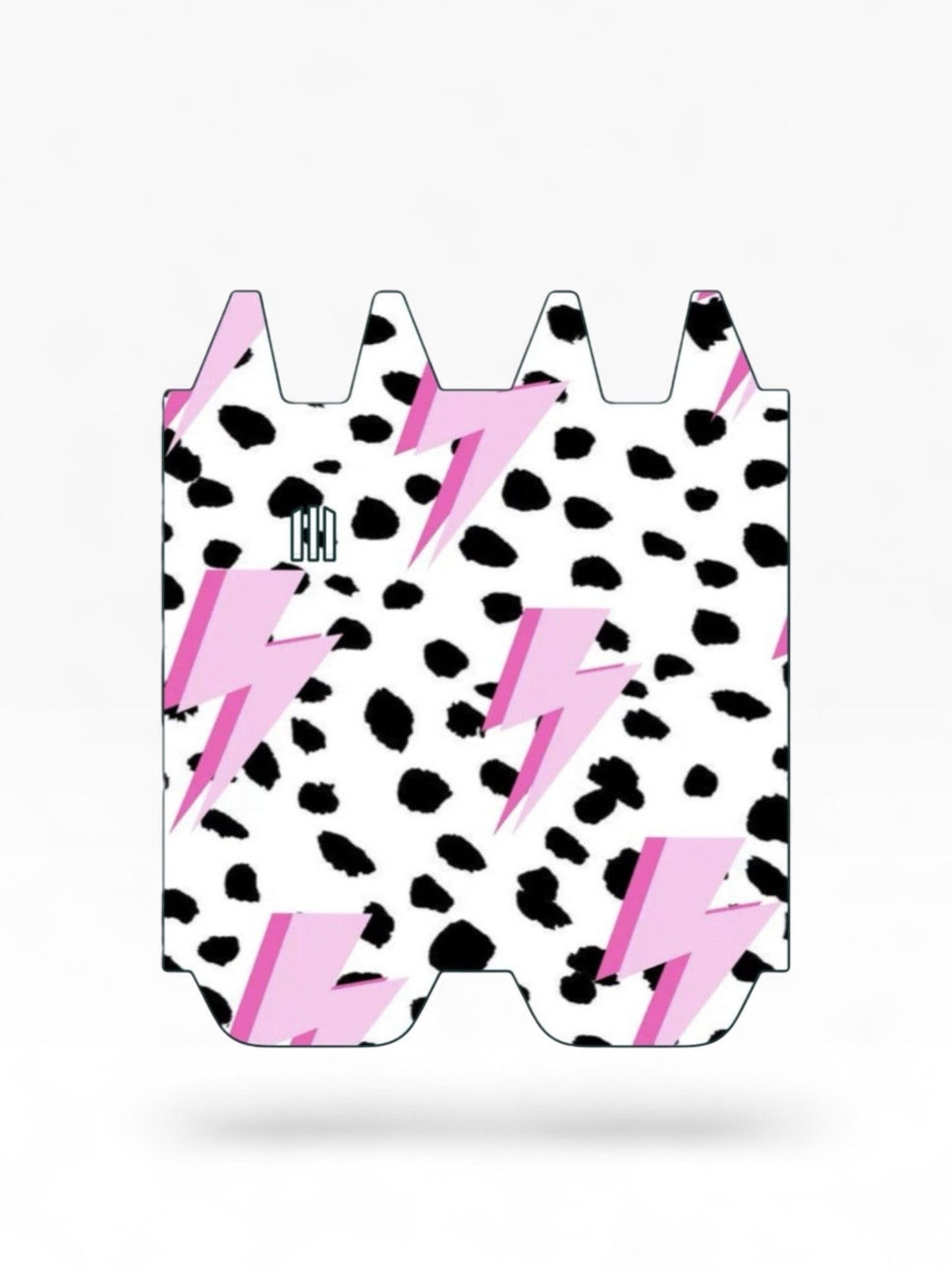 Cloud Skinz vinyl decal wrap for STIIIZY Biiig featuring a white background with black dalmatian spots and pink bolts