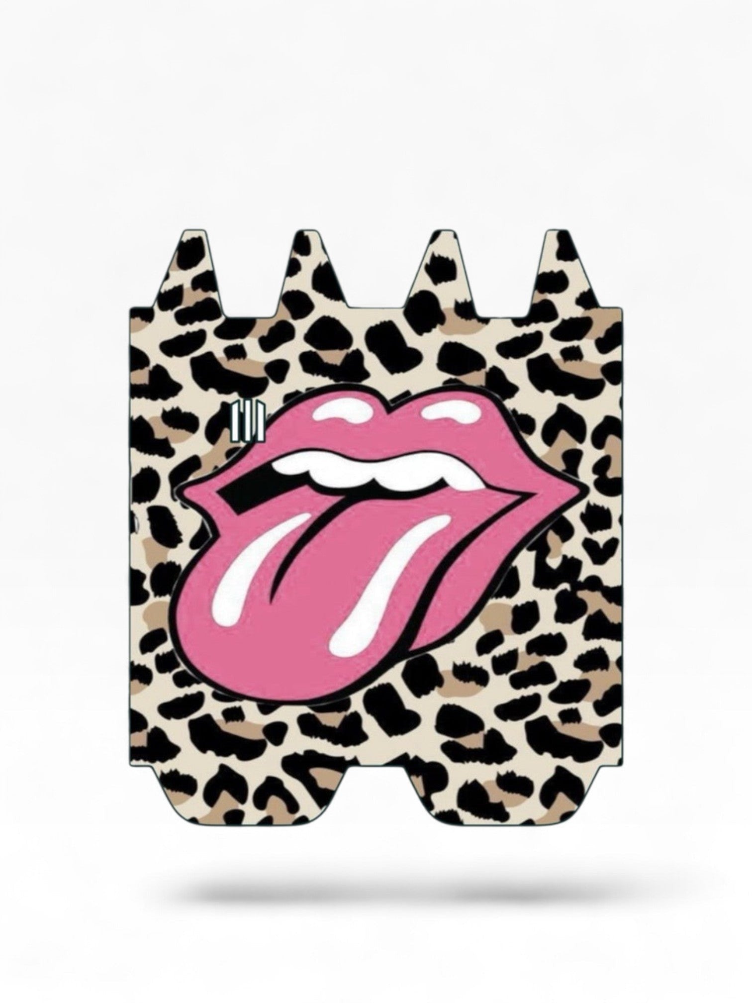 Cloud Skinz vinyl decal wrap for STIIIZY Biiig featuring a pink lips and tongue design on a leopard print background.