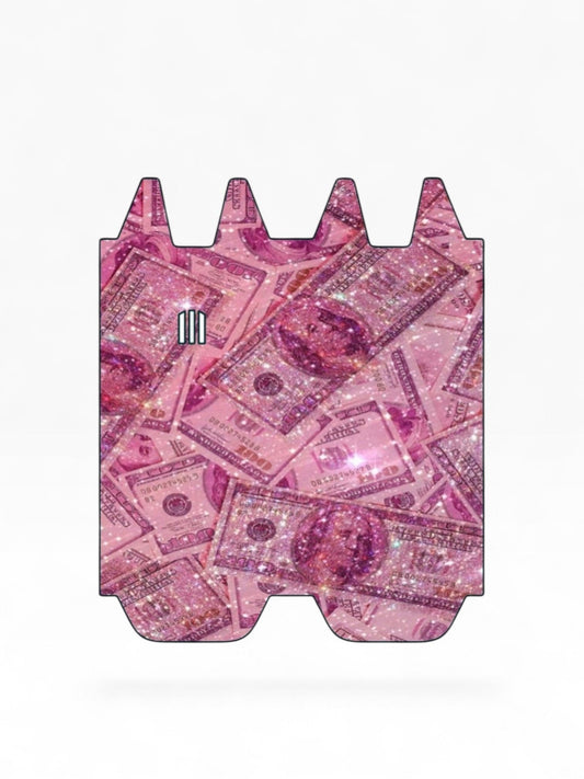 Cloud Skinz vinyl decal wrap for STIIIZY Biiig featuring a pink glittery money print design on a white background.