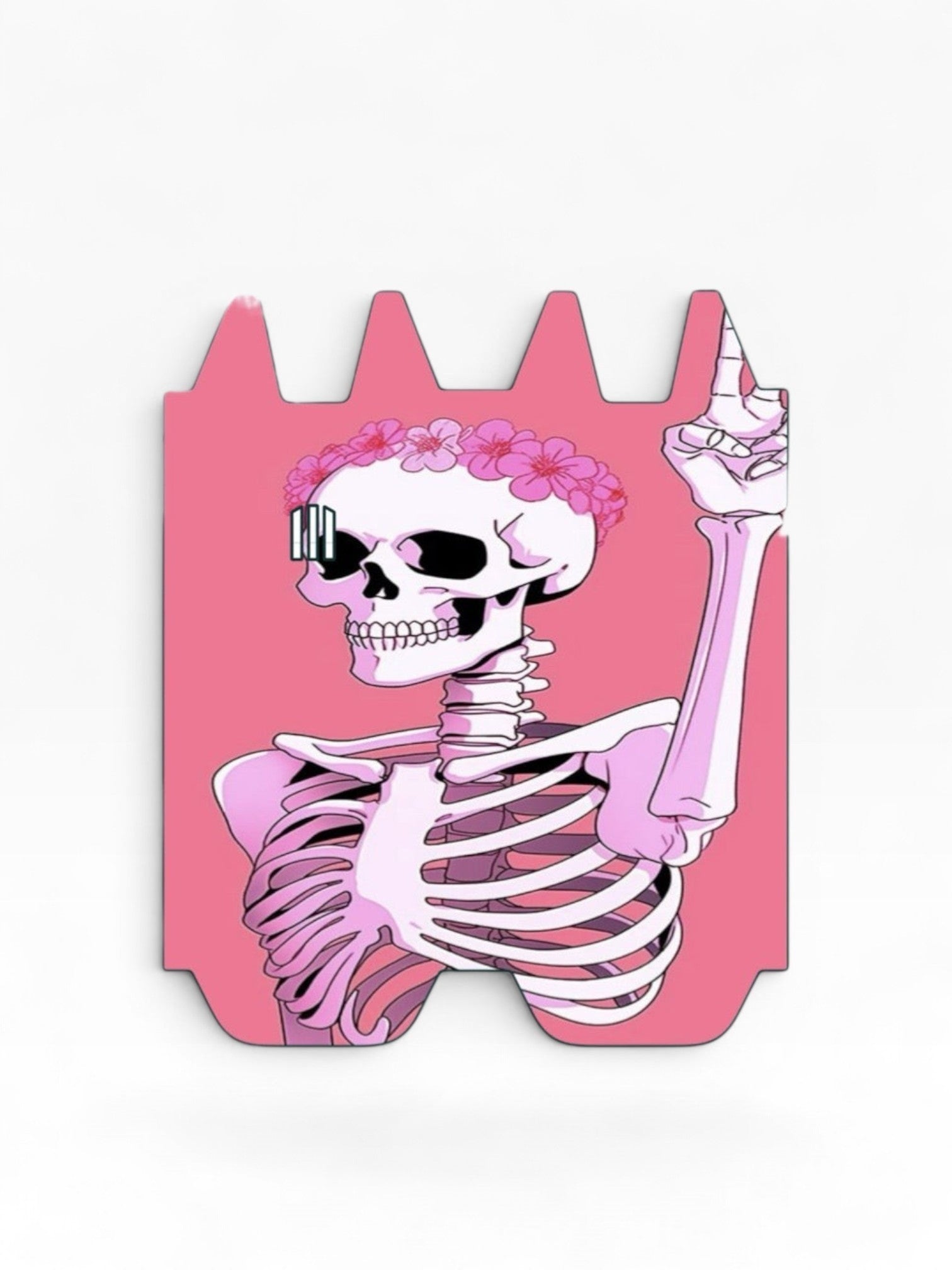 Cloud Skinz vinyl decal wrap for STIIIZY Biiig featuring a pink skeleton design with a floral crown on white background