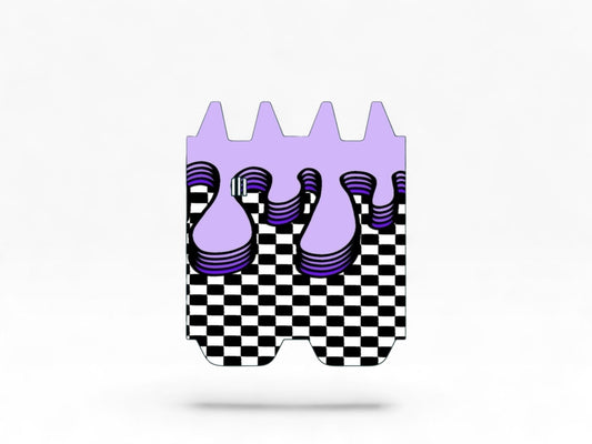Cloud Skinz vinyl decal wrap for STIIIZY Biiig featuring a purple drip design over a black and white checkerboard