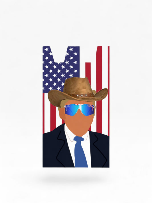 Cloud Skinz waterproof Stiiizy wrap featuring a patriotic American flag design with a cowboy hat and sunglasses graphic