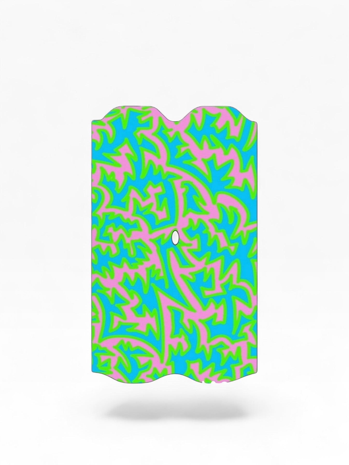 Cloud Skinz waterproof decal for Vuse Alto featuring a vibrant blue, pink, and green abstract geometric pattern.