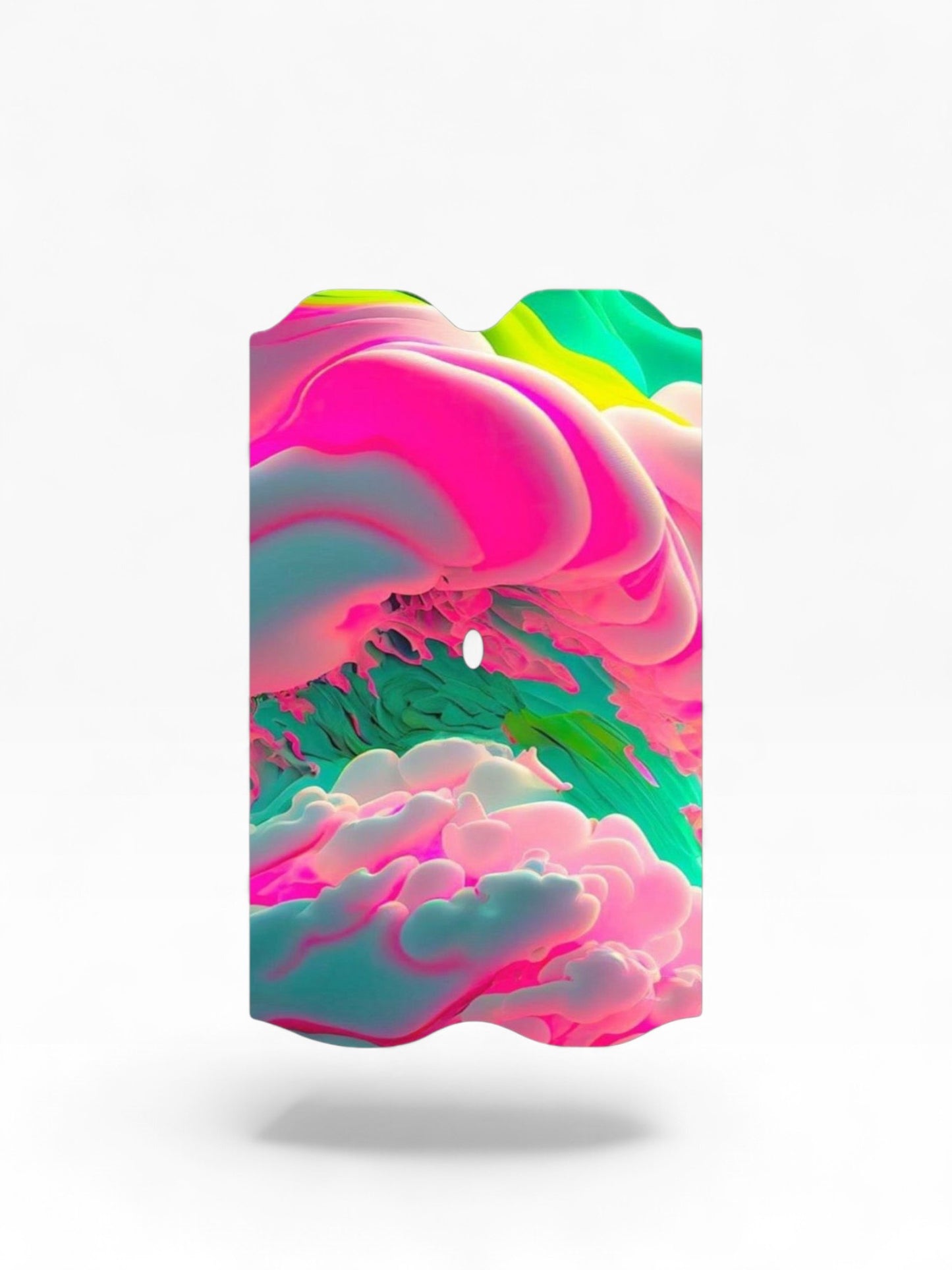 Cloud Skinz waterproof decal for Vuse Alto featuring a vibrant pink, green, and blue abstract smoke design