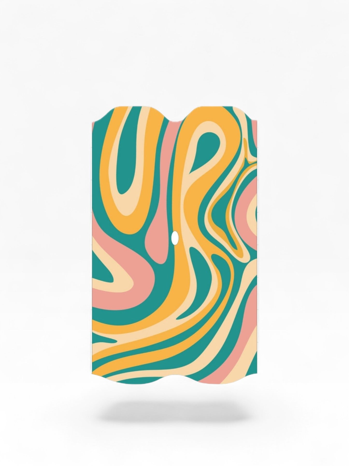 Cloud Skinz waterproof decal for Vuse Alto featuring a retro wavy abstract pattern in teal, yellow, and pink.