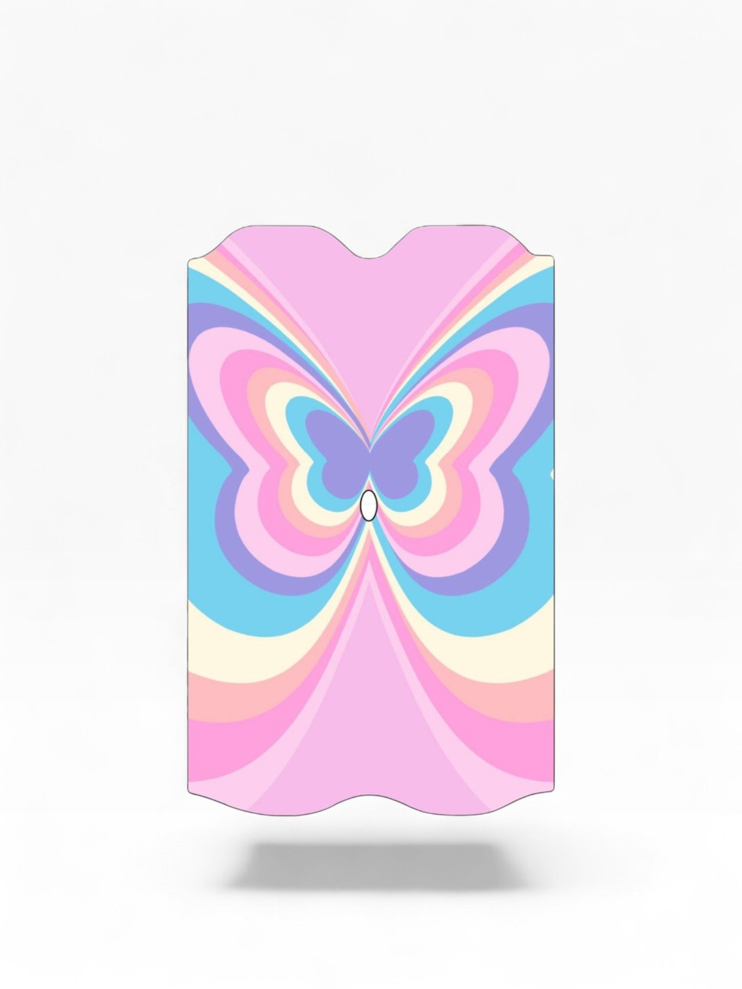 Cloud Skinz waterproof Vuse Alto decal featuring a retro pastel butterfly design in pink, blue, and purple.