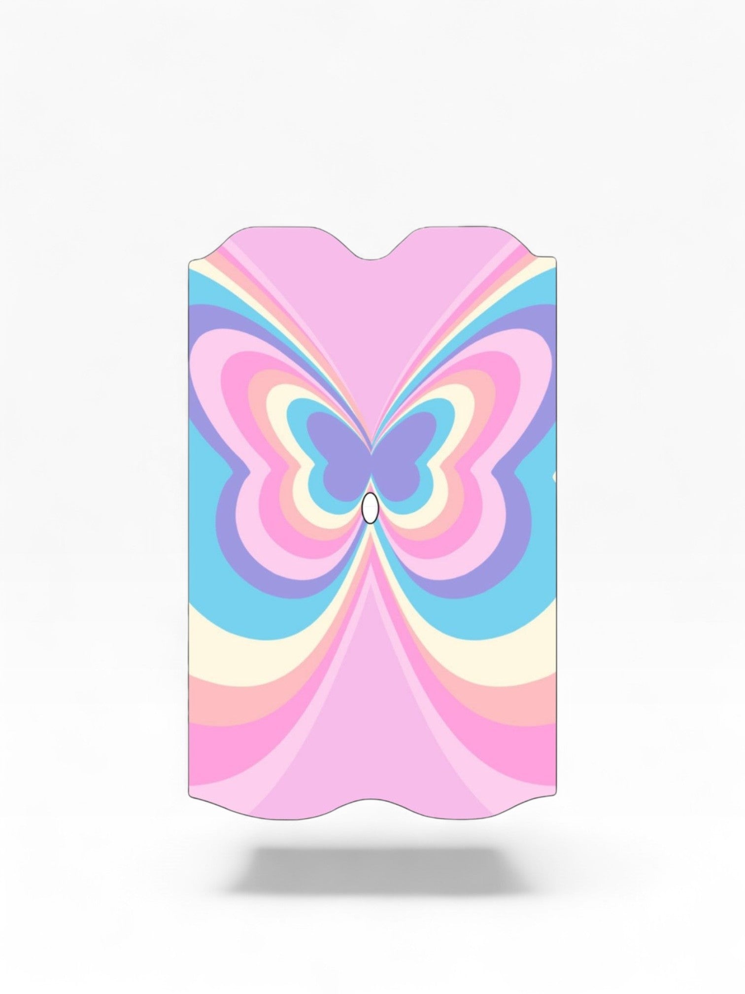 Cloud Skinz waterproof Vuse Alto decal featuring a retro pastel butterfly design in pink, blue, and purple.