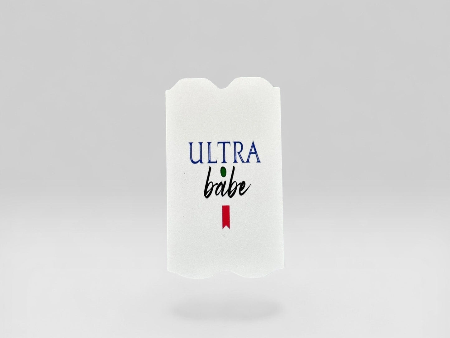 Cloud Skinz waterproof decal for Vuse Alto featuring Ultra Babe text in blue and black with a small red ribbon icon.
