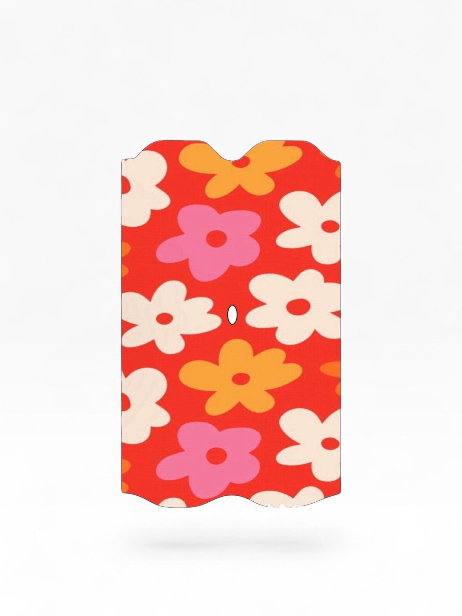 Cloud Skinz waterproof Vuse Alto decal featuring a retro red background with pink, orange, and white flower pattern.