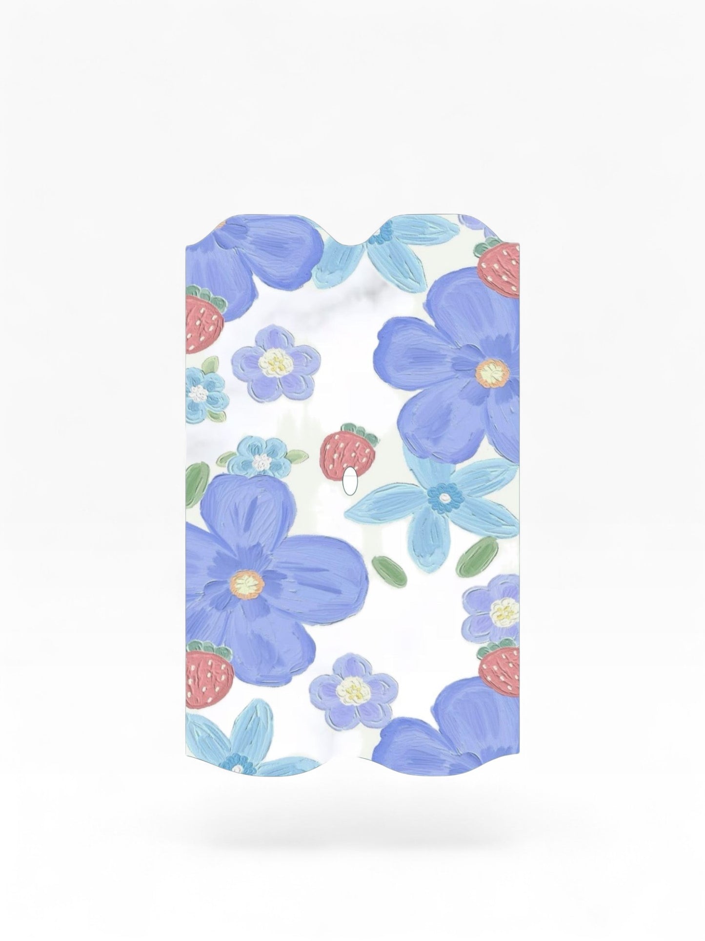 Cloud Skinz waterproof Vuse Alto decal featuring a blue floral and strawberry pattern on a white background.