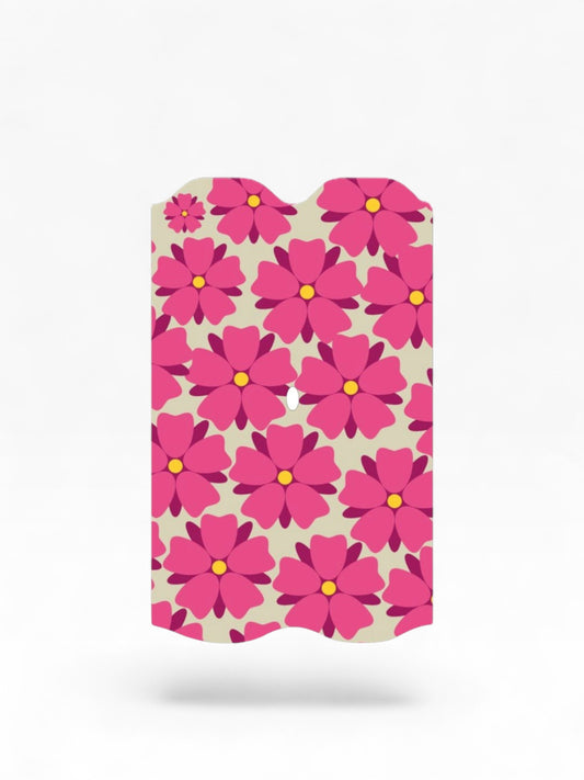 Cloud Skinz waterproof Vuse Alto decal featuring a pink floral pattern on a beige background for device protection.