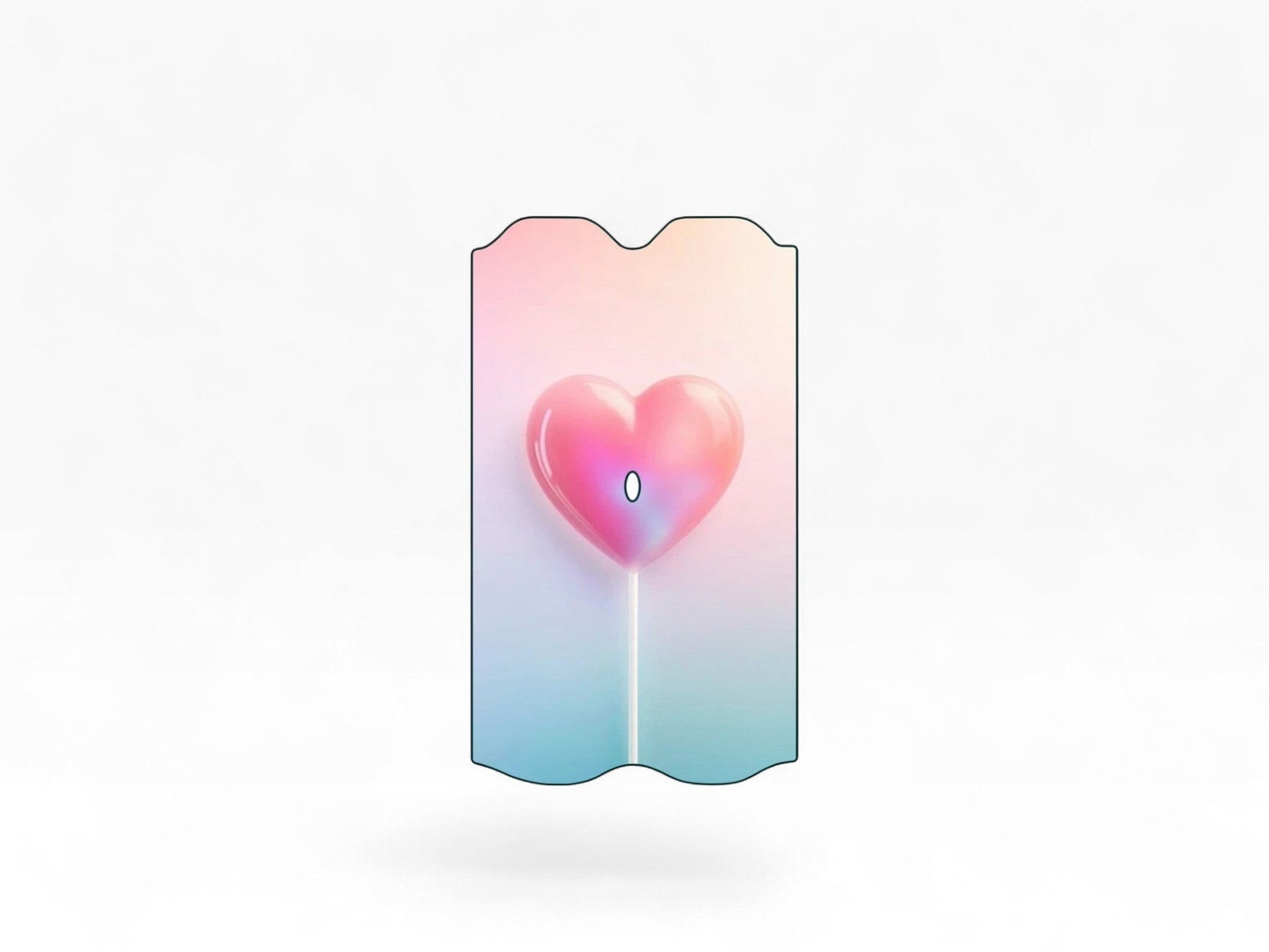 Cloud Skinz waterproof decal for Vuse Alto featuring a pink heart lollipop design on a pastel gradient background.