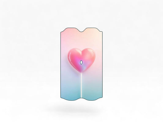 Cloud Skinz waterproof decal for Vuse Alto featuring a pink heart lollipop design on a pastel gradient background.