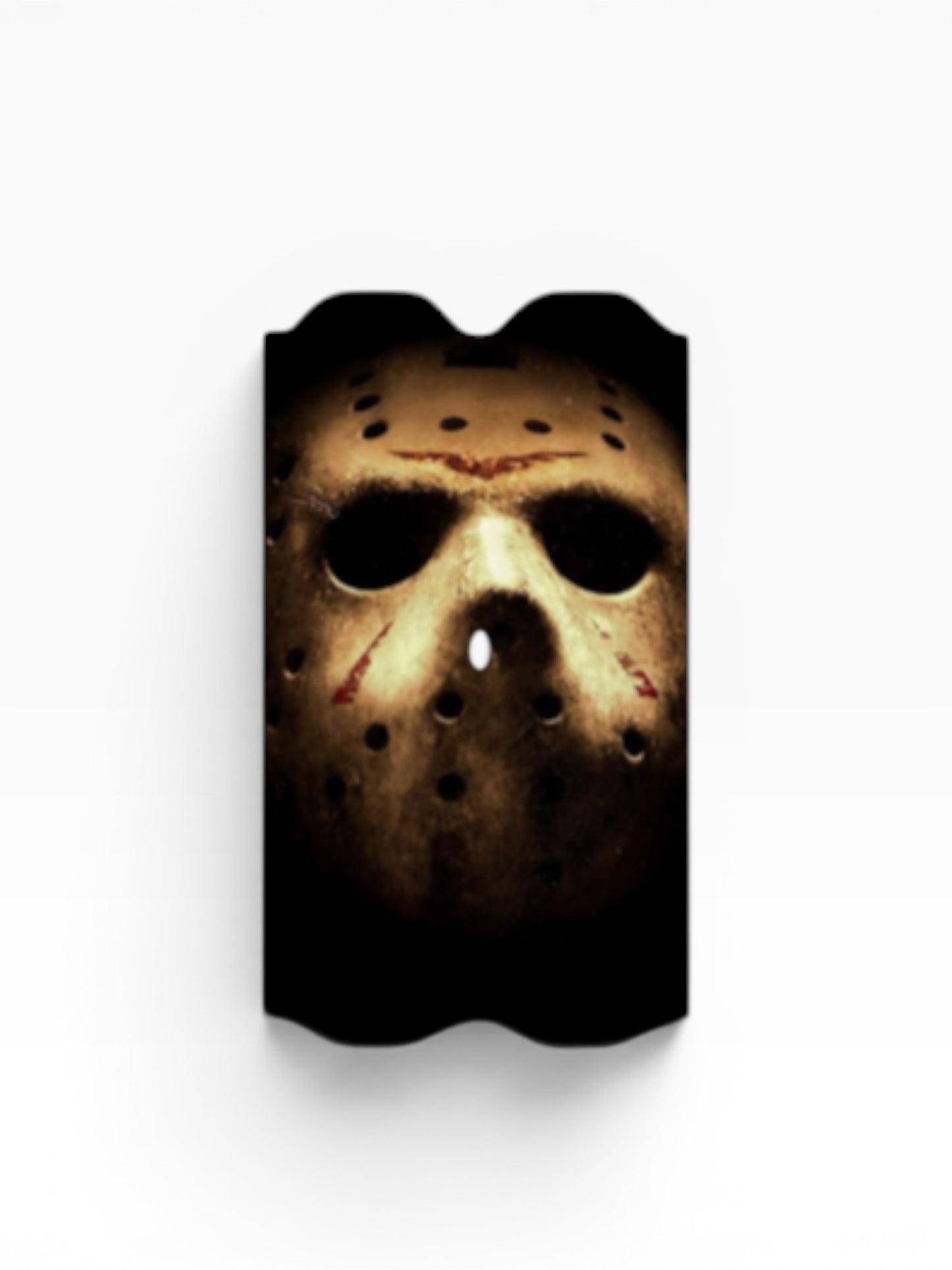 Cloud Skinz waterproof Vuse Alto decal featuring a weathered hockey mask design for protective device customization.
