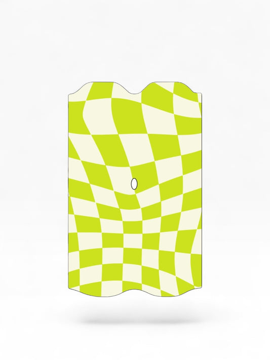 Cloud Skinz waterproof Vuse Alto decal featuring a lime green and cream wavy checkerboard pattern