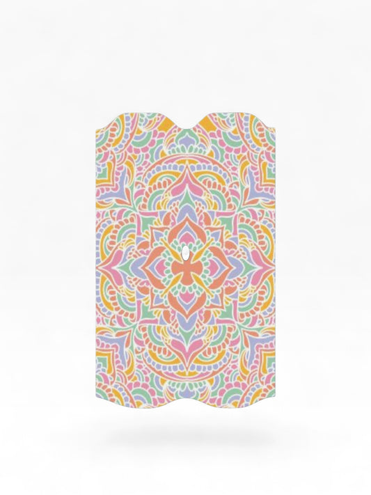 Cloud Skinz waterproof Vuse Alto decal featuring a colorful pastel mandala pattern for device protection.