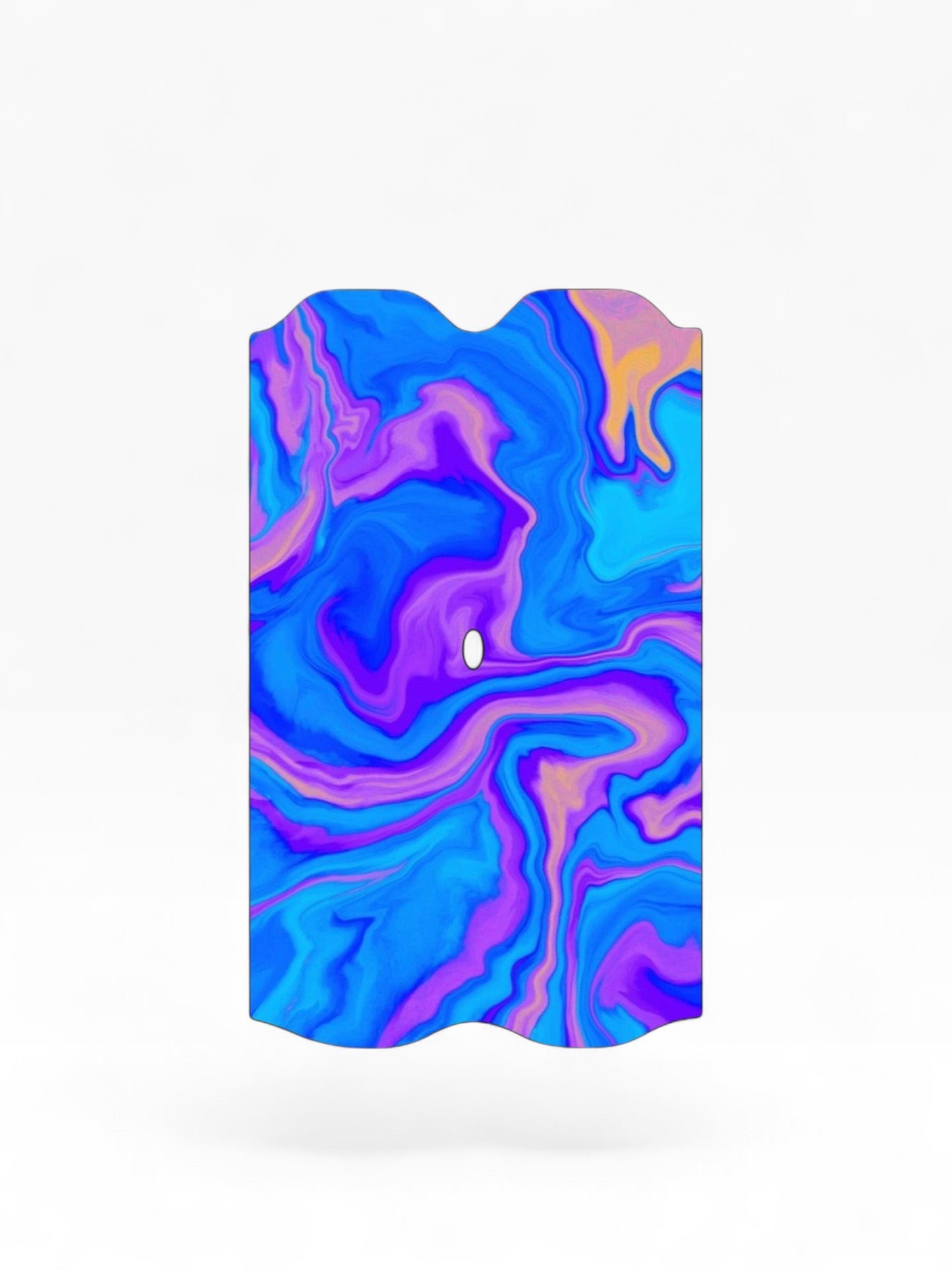 Cloud Skinz waterproof Vuse Alto decal featuring a vibrant blue, purple, and orange marble swirl pattern.