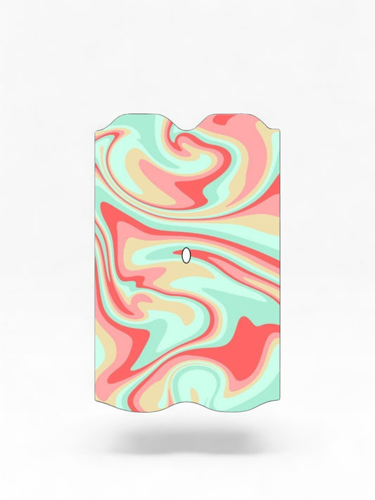 Cloud Skinz waterproof decal for Vuse Alto featuring a vibrant pastel marble swirl pattern in pink, mint, and cream.