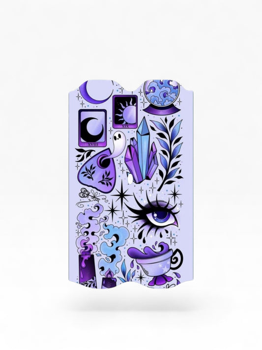 Cloud Skinz waterproof Vuse Alto decal featuring a mystical purple tarot and celestial design on a light background.