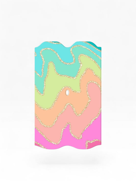 Cloud Skinz waterproof Vuse Alto decal featuring a vibrant pastel marble pattern with gold glitter accents.