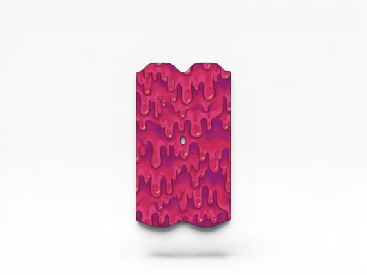 Cloud Skinz waterproof Vuse Alto decal featuring a pink and purple slime drip pattern on a white background.