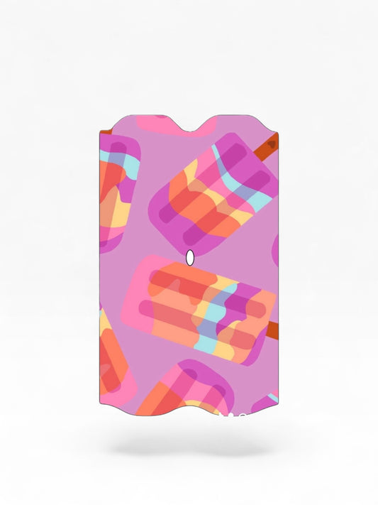Cloud Skinz waterproof decal for Vuse Alto featuring a colorful pink popsicle pattern on a light purple background.