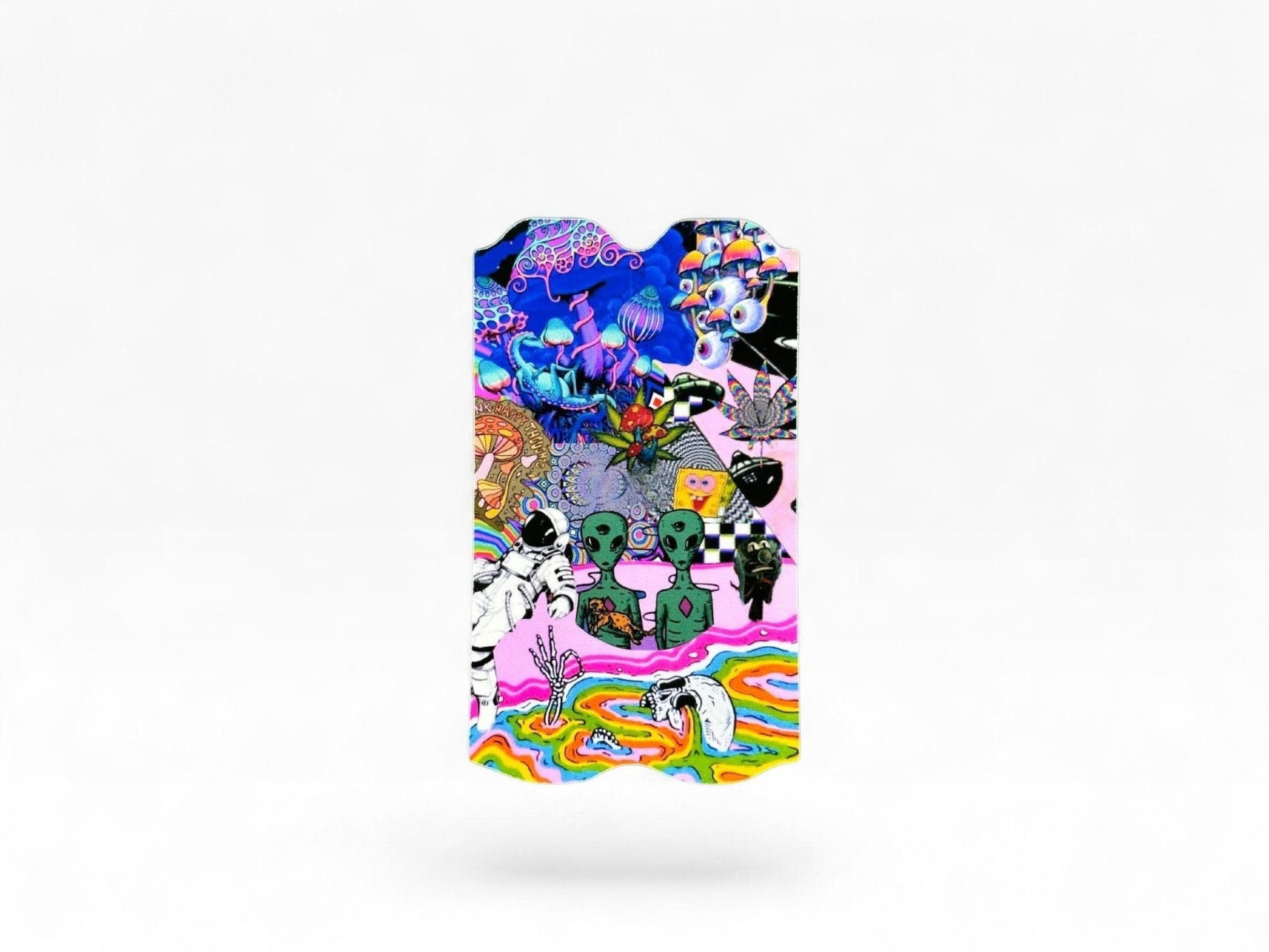 Cloud Skinz waterproof Vuse Alto decal featuring a vibrant psychedelic alien and space-themed graphic design