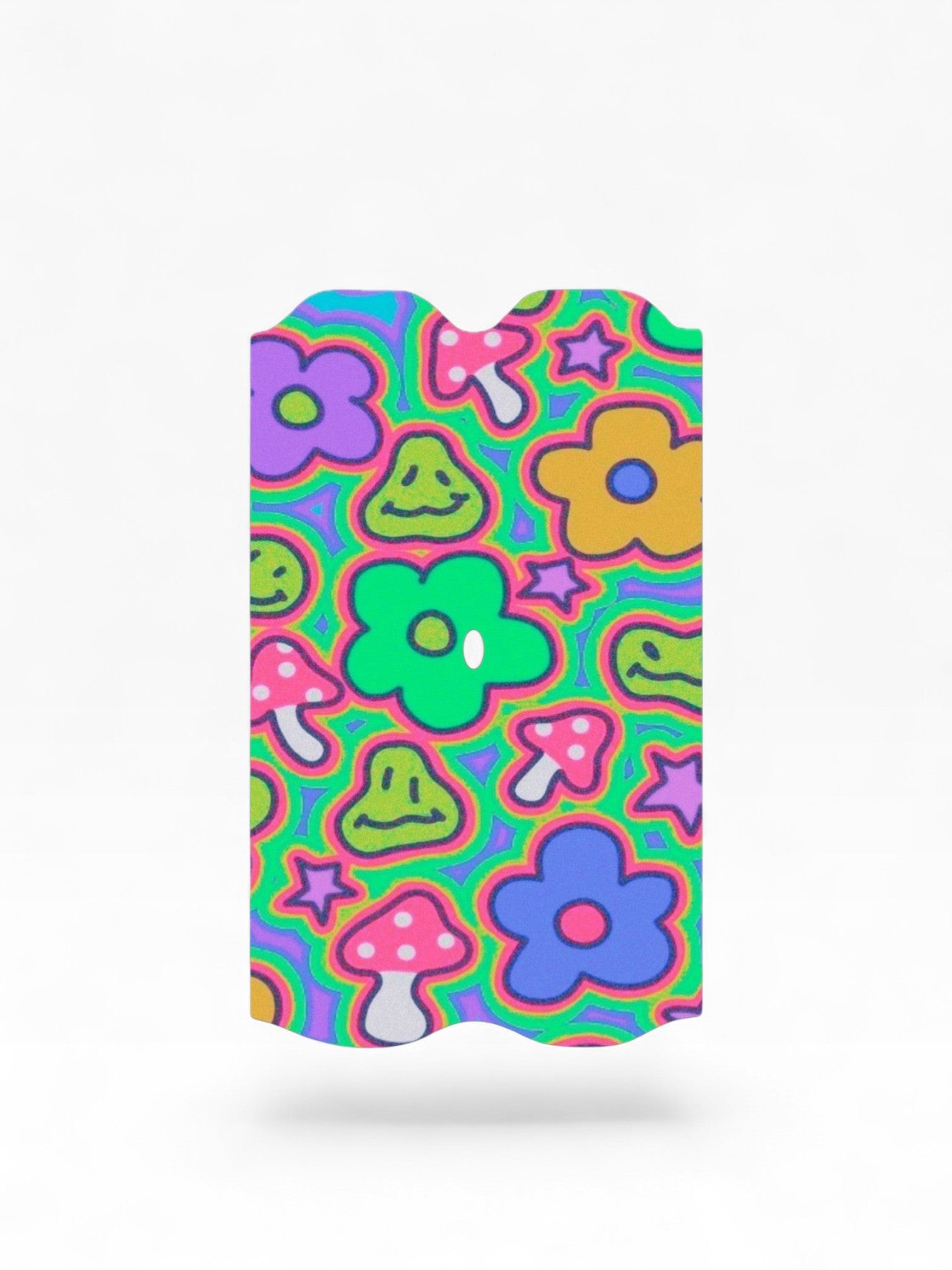 Cloud Skinz waterproof Vuse Alto decal featuring a vibrant psychedelic pattern with colorful flowers and mushrooms.